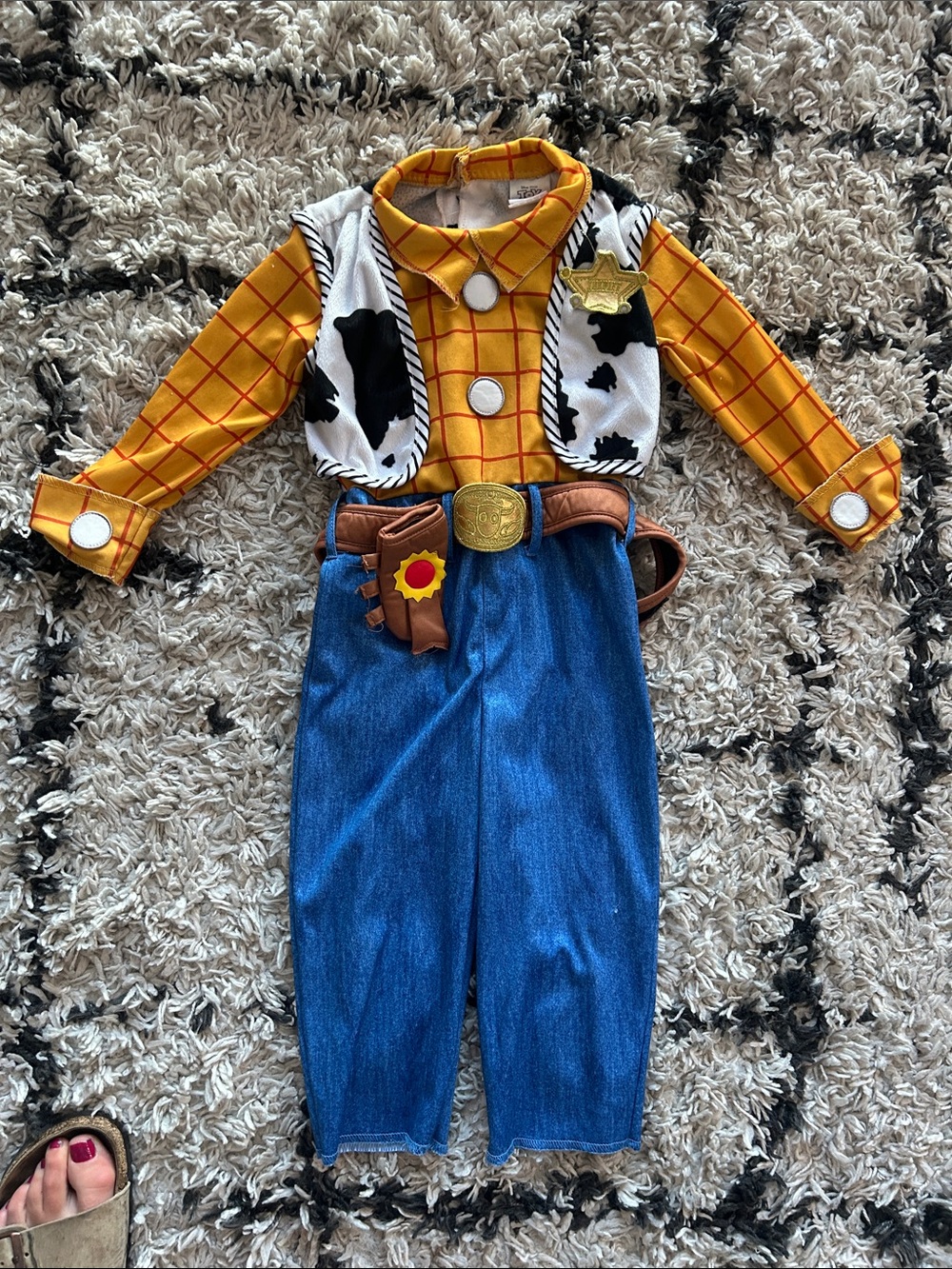 Disney Woody Cowboy Costume - Yellow Plaid, Blue, Brown & Black